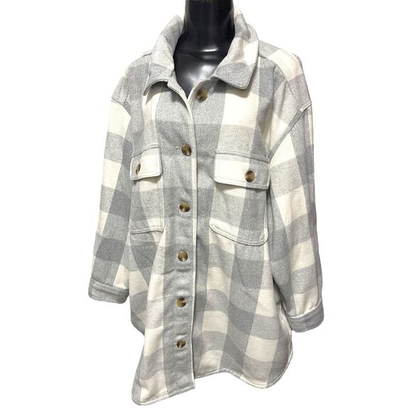 XXL Old Navy Womens Button Down Collared Shacket Heavy Flannel - Picture 3 of 12